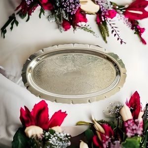 Vintage Cheshire 1979 Silver Plate Oval Trinket Tray Candle Decor Dinnerware